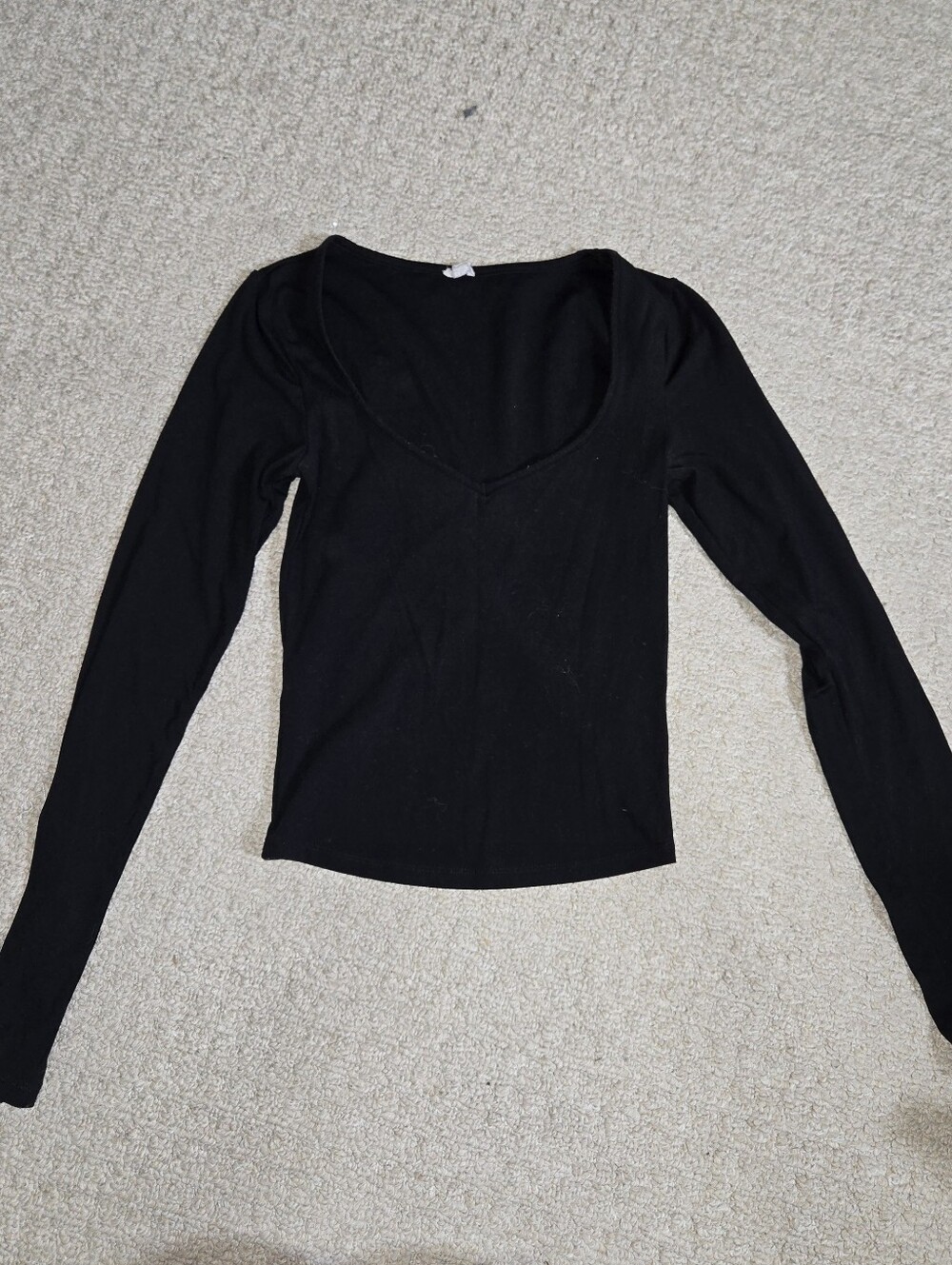 Garage Black Long-Sleeve V-Neck Top